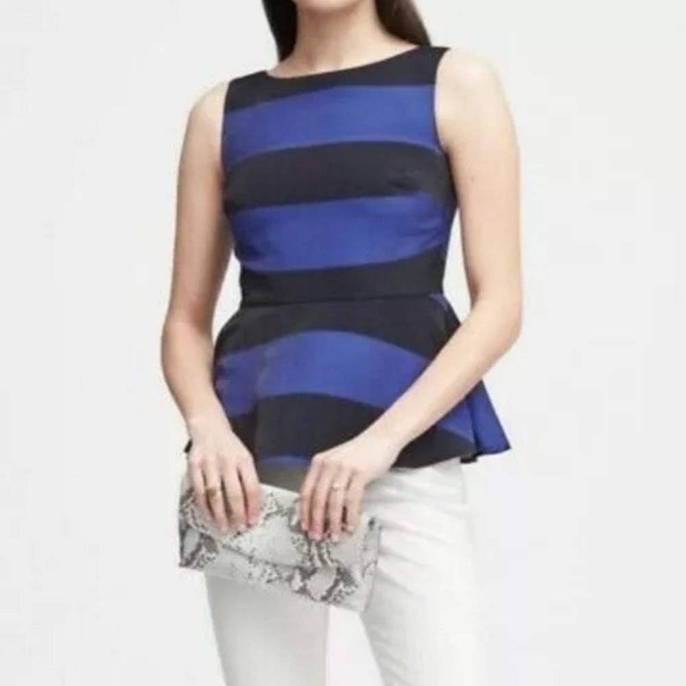 Banana Republic Rugby Shimmer Stripe Peplum Blouse